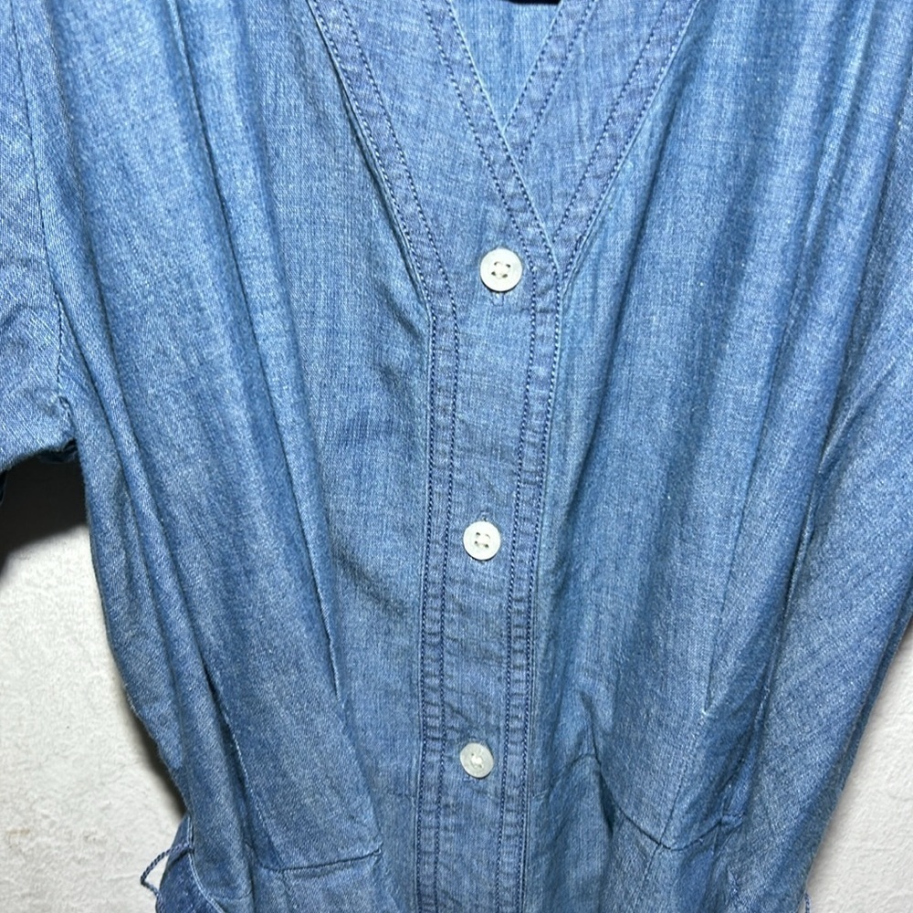 Ralph Lauren Belted Denim Bubble-Sleeve Shirtdress Size 14 NWT - Picture 7 of 11